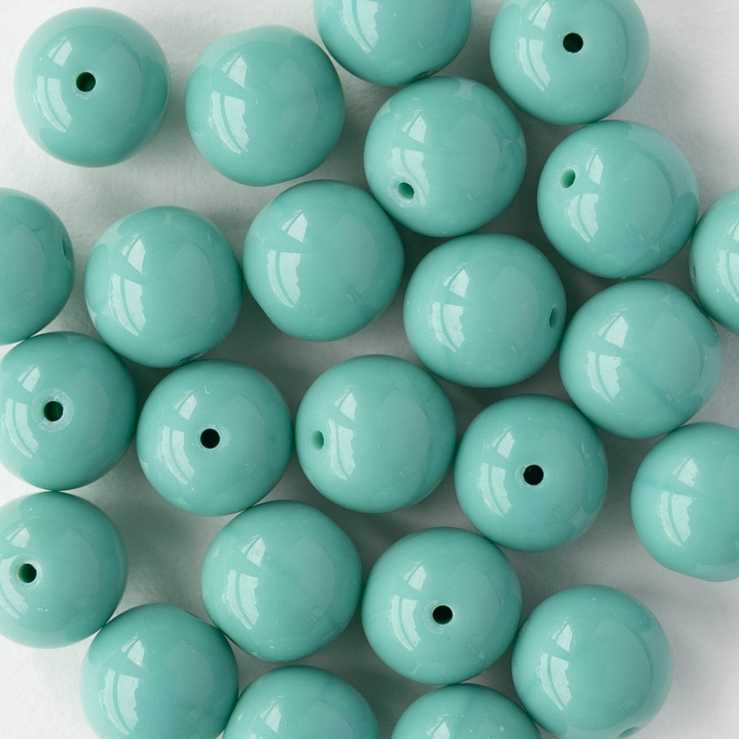 10mm Round Glass Beads - Turquoise - 10, 20, or 30 beads