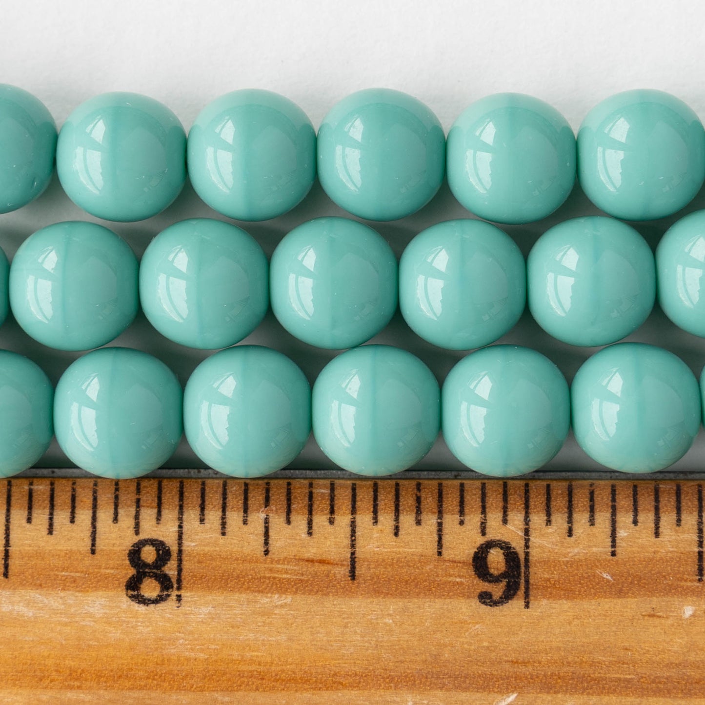 10mm Round Glass Beads - Turquoise - 10, 20, or 30 beads
