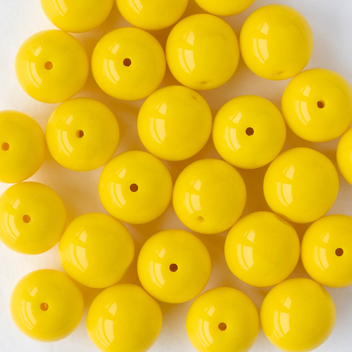 10mm Round Glass Beads - Yellow - 10, 20, or 30 beads