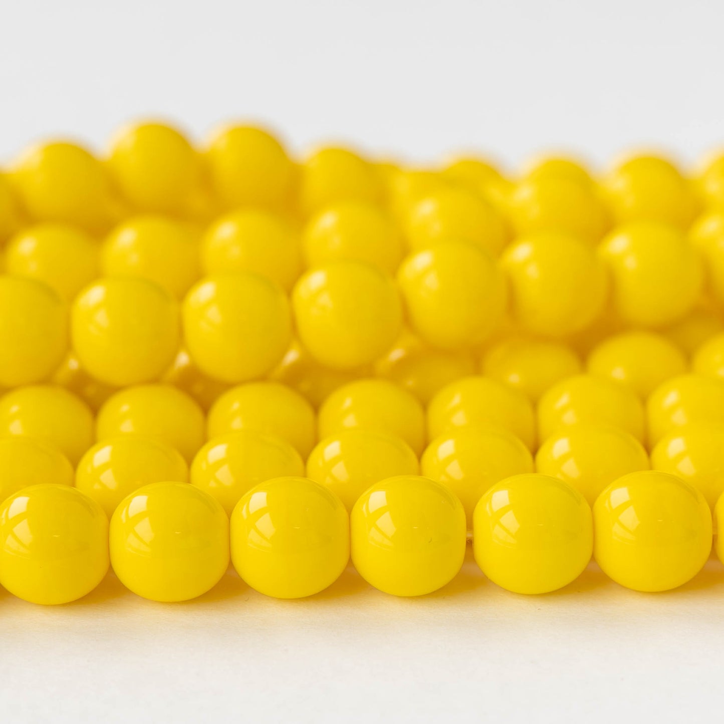 10mm Round Glass Beads - Yellow - 10, 20, or 30 beads