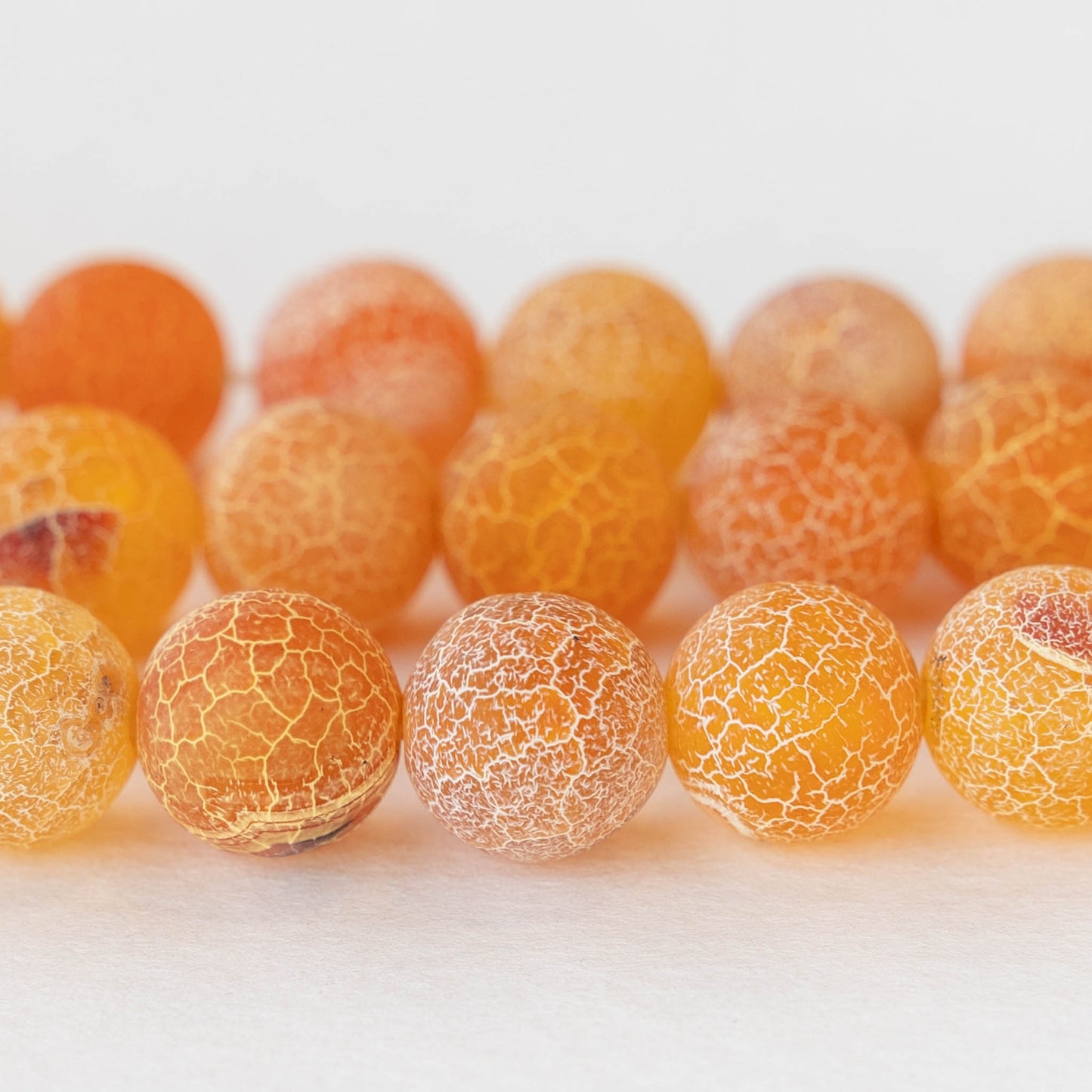 10mm Round Cracked Agate - Orange - 16 inches