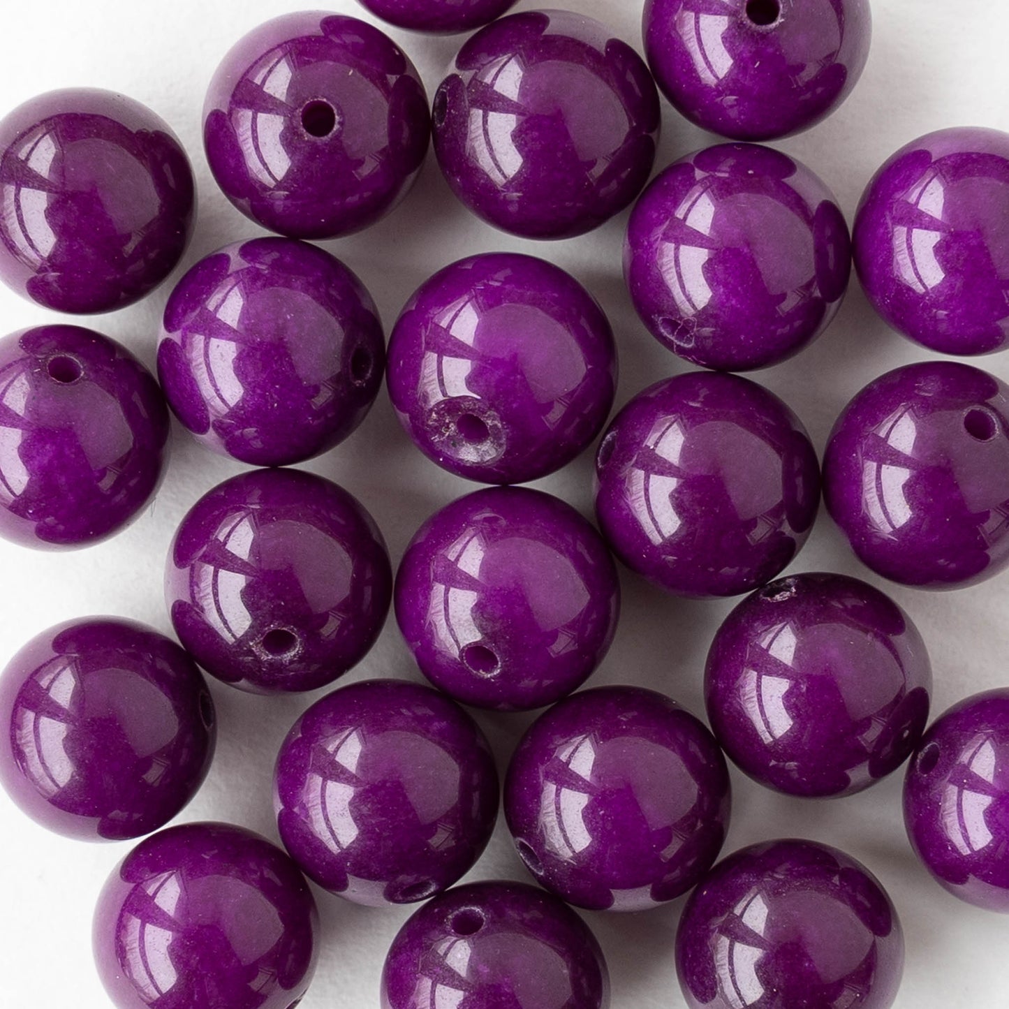 10mm Round Dyed Agate Beads - Purple - Whole or Half Strand