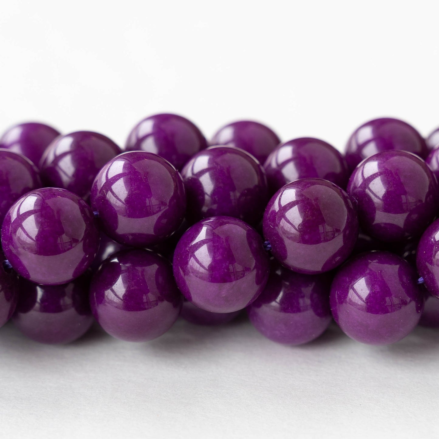 10mm Round Dyed Agate Beads - Purple - Whole or Half Strand
