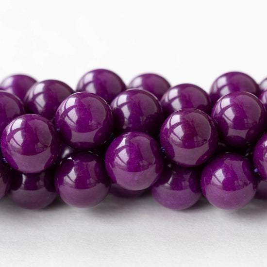 10mm Round Dyed Agate Beads - Purple - Whole or Half Strand