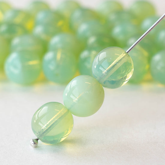 10mm Round Glass Beads - Opaline Celadon - 20 Beads