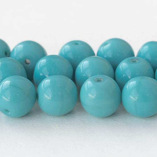 10mm Round Opaques - Turquoise - 20 OR 60