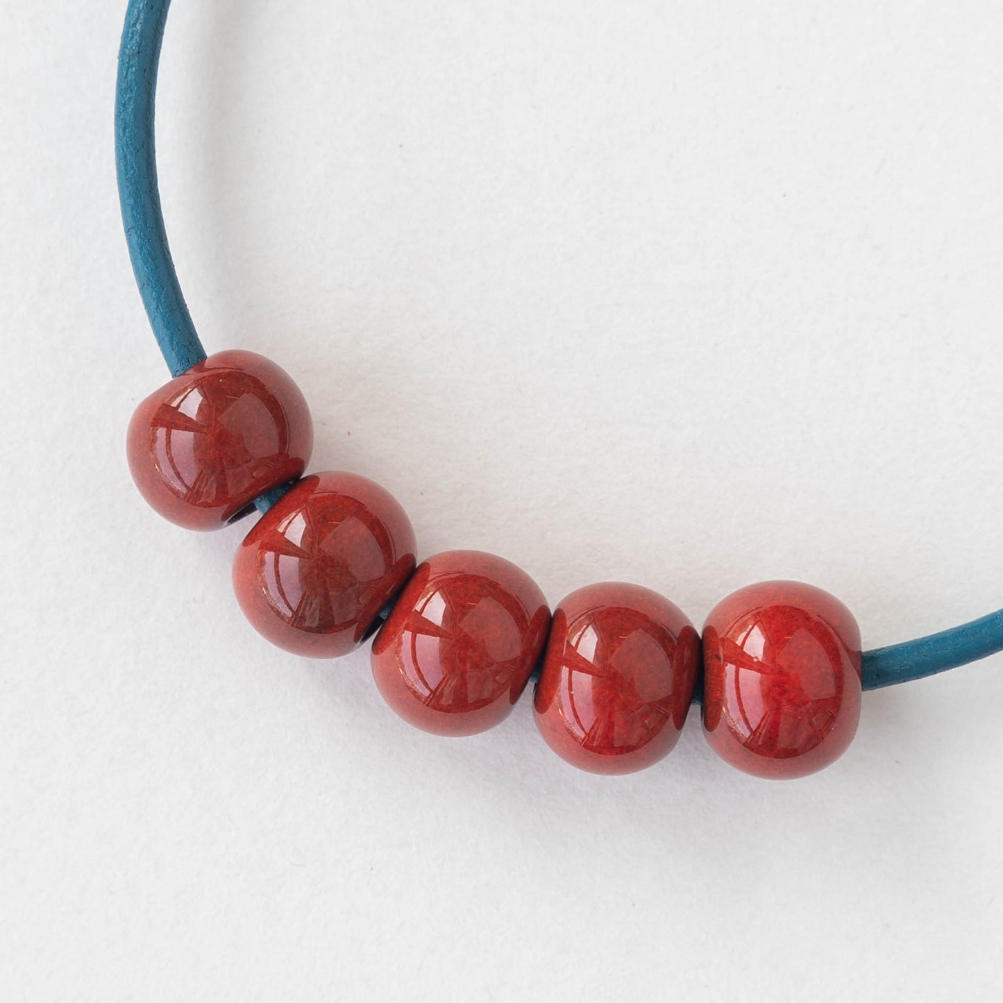 10mm Glazed Ceramic Round Beads - Opaque Crimson Red - 6 or 18