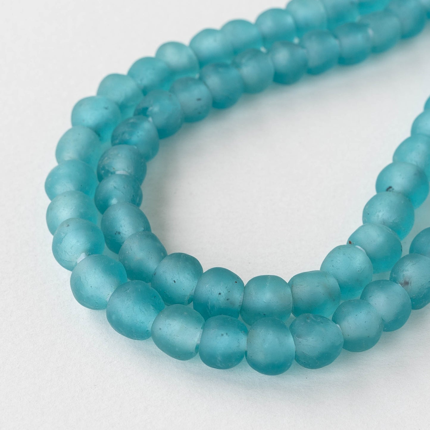 Round Glass Beads - 10-11mm - Aqua Blue - 10 Inches