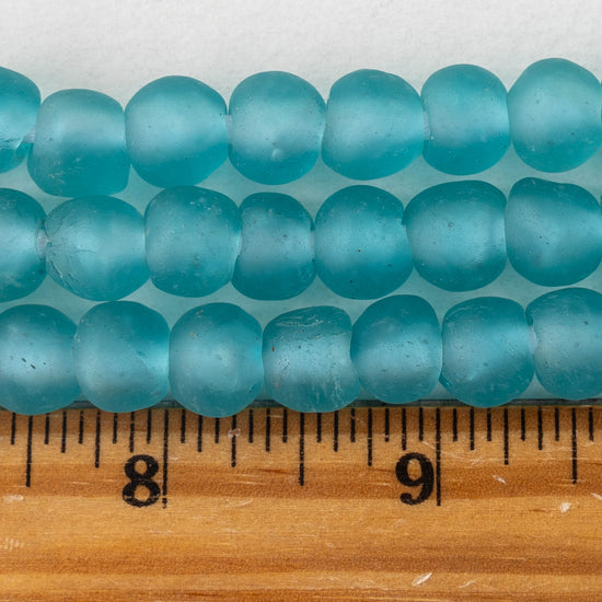 Round Glass Beads - 10-11mm - Aqua Blue - 10 Inches