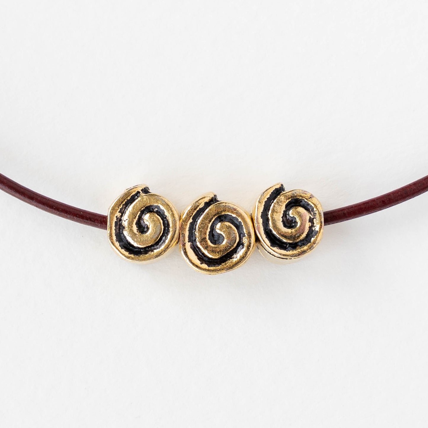 10mm Mykonos Spiral Beads - Antique Gold - 4 or 10 beads