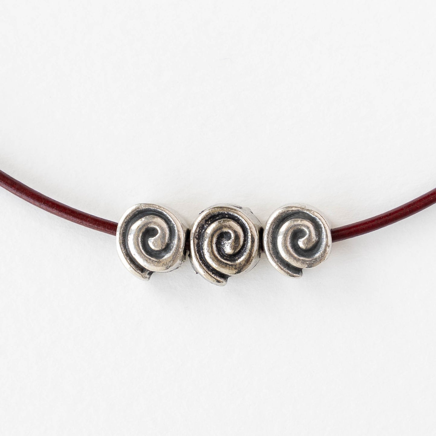 10mm Mykonos Spiral  Coin Beads - Antique Silver - 4 or 12 beads