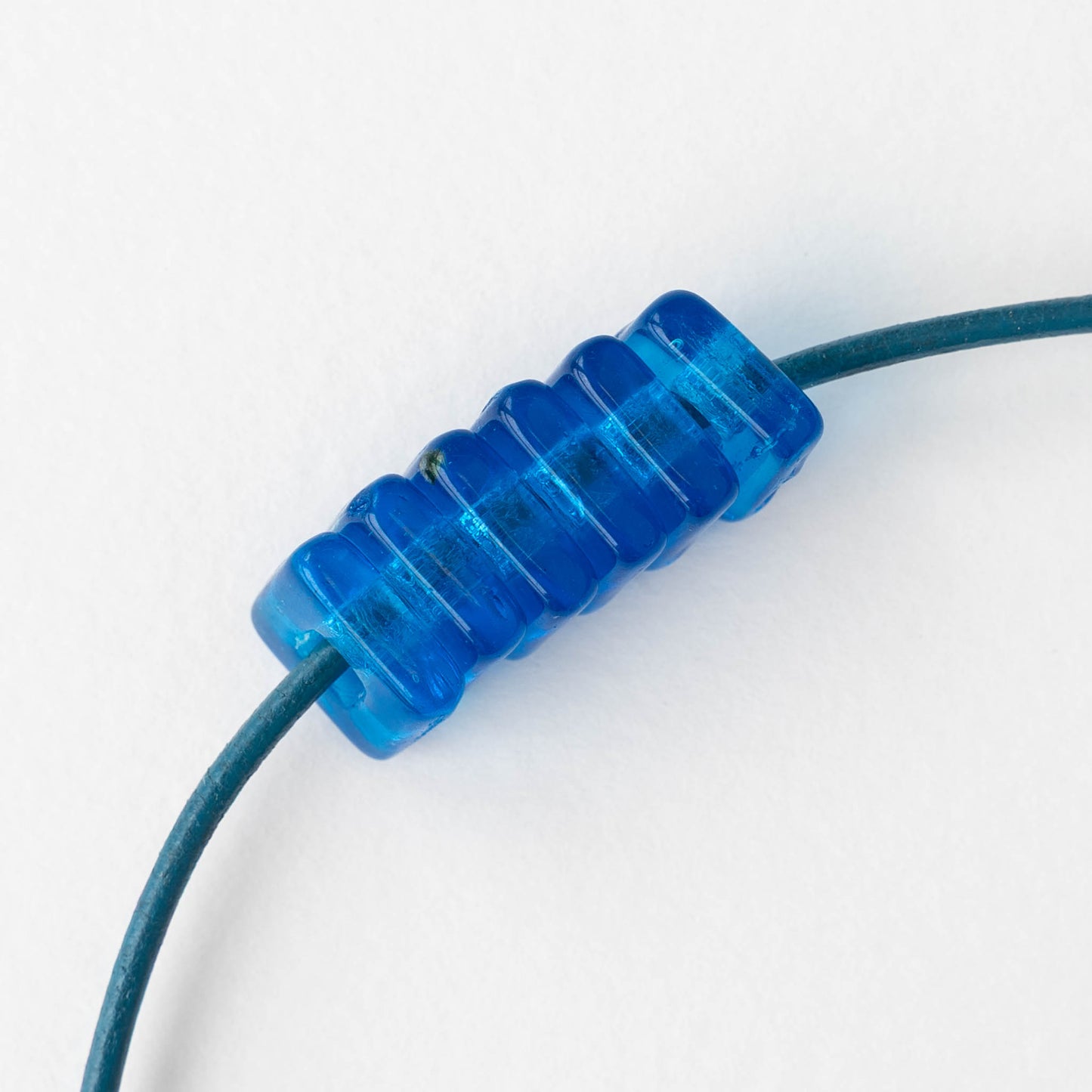 12mm Square Glass Bead - Capri Blue - 10 or 20 beads