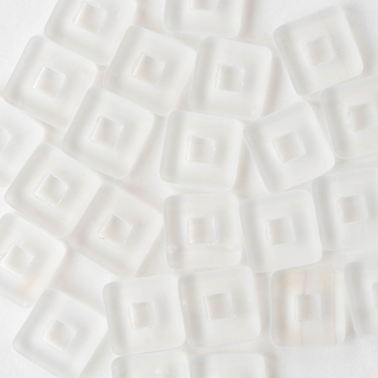 12mm Square Glass Bead - Matte Crystal - 10 or 20 beads