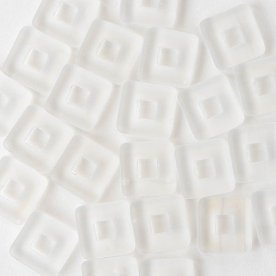 12mm Square Glass Bead - Matte Crystal - 10 or 20 beads