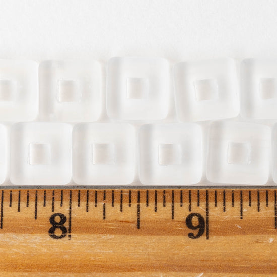 12mm Square Glass Bead - Matte Crystal - 10 or 20 beads