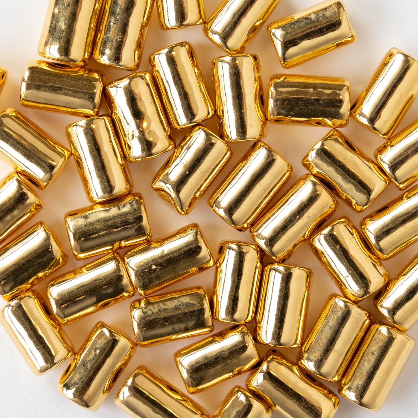 10mm 24K Gold Coated Ceramic Tube Beads - Gold - 10 or 30