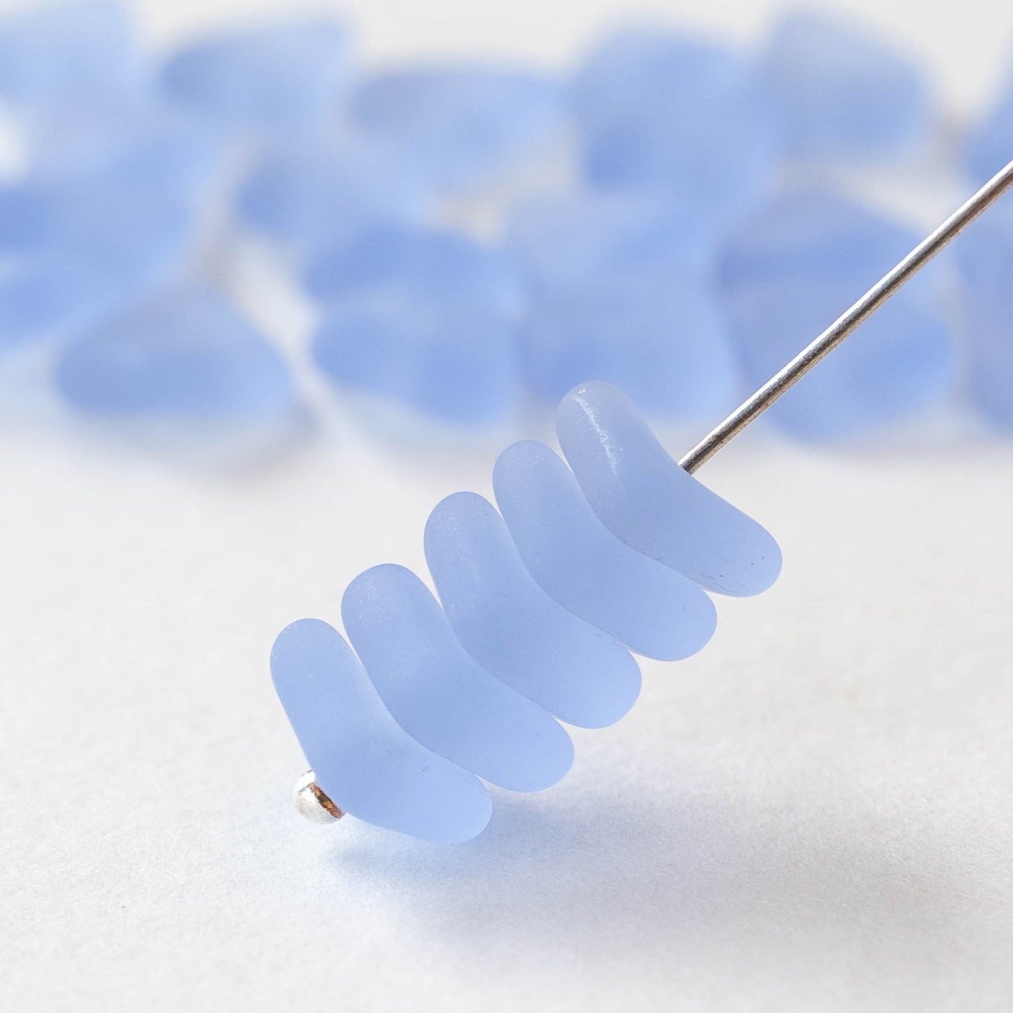 10mm Wavy Tile Bead - Matte Light Sapphire - 30 Beads