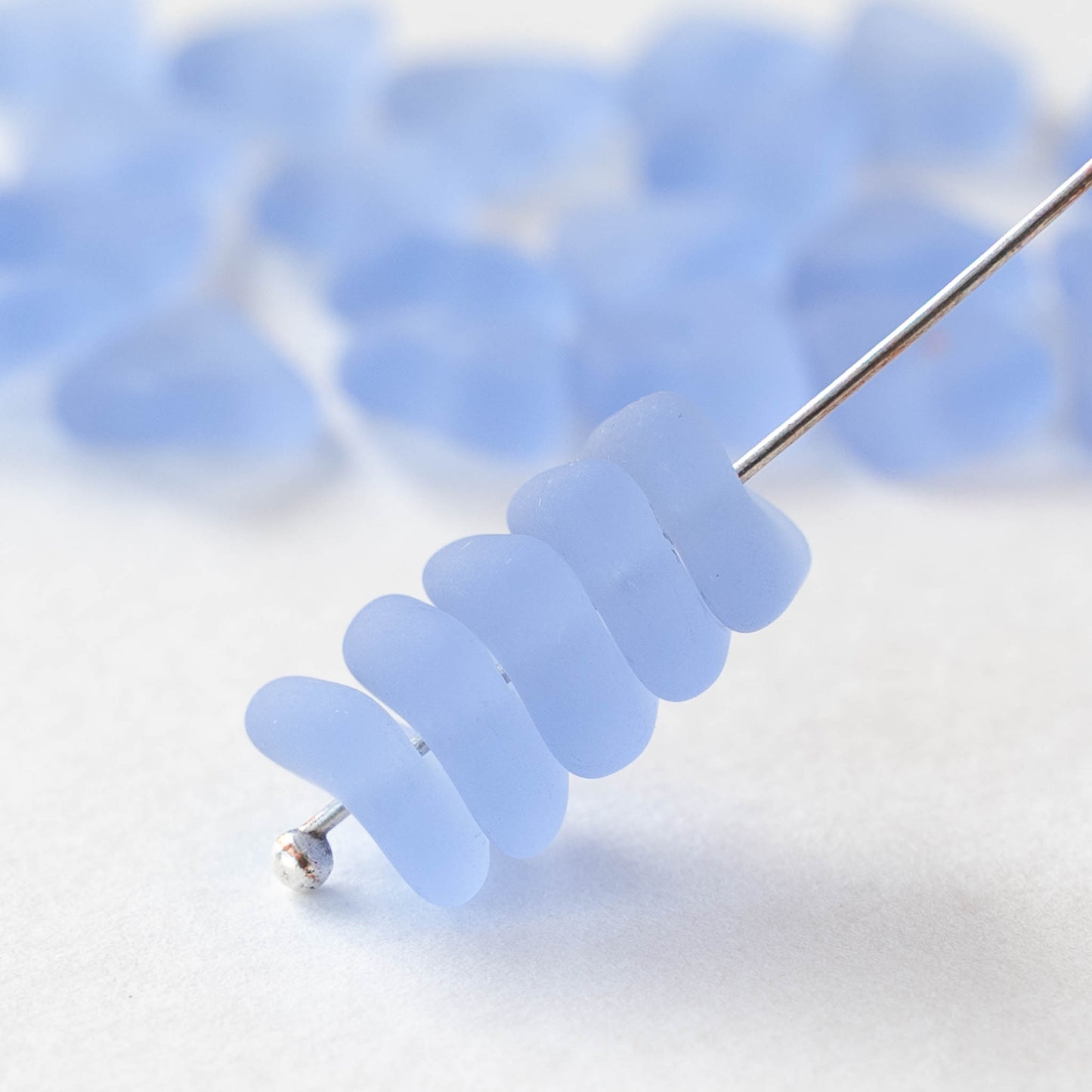 10mm Wavy Tile Bead - Matte Light Sapphire - 30 Beads