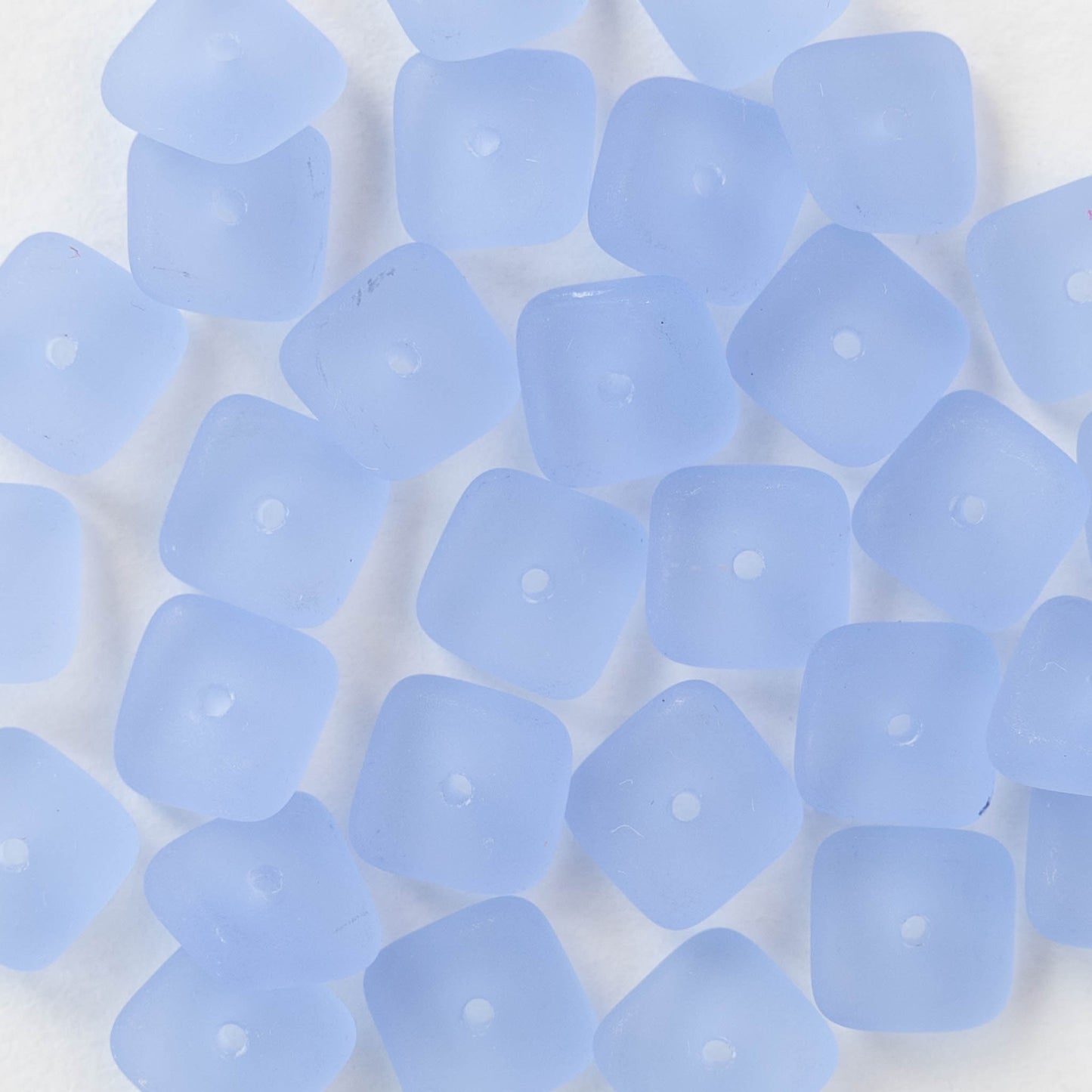 10mm Wavy Tile Bead - Matte Light Sapphire - 30 Beads