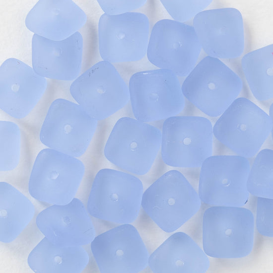 10mm Wavy Tile Bead - Matte Light Sapphire - 30 Beads