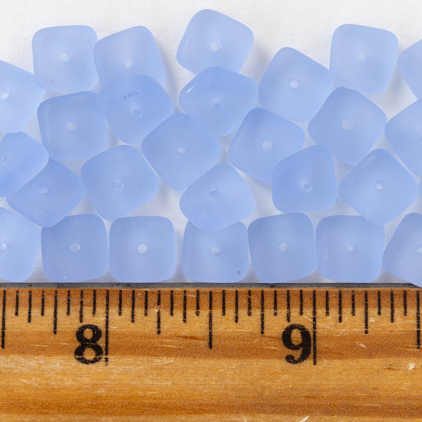 10mm Wavy Tile Bead - Matte Light Sapphire - 30 Beads