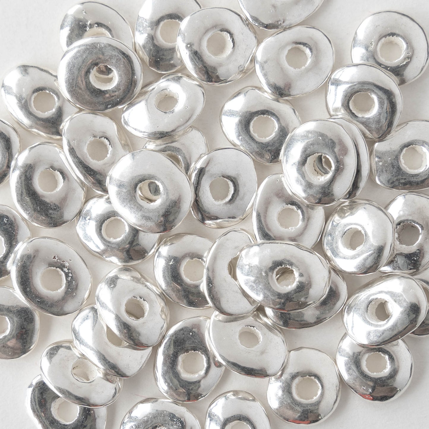 10x12mm Silver Coated Ceramic Beads - 10 or 30
