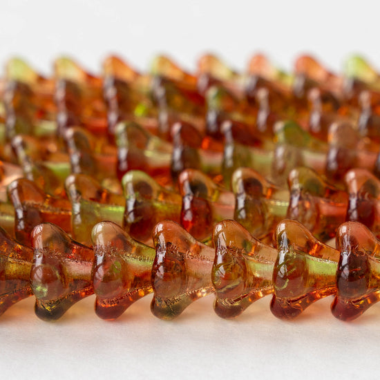 Load image into Gallery viewer, 10x12mm Trumpet Flower Beads - Rose Green - 10 beads
