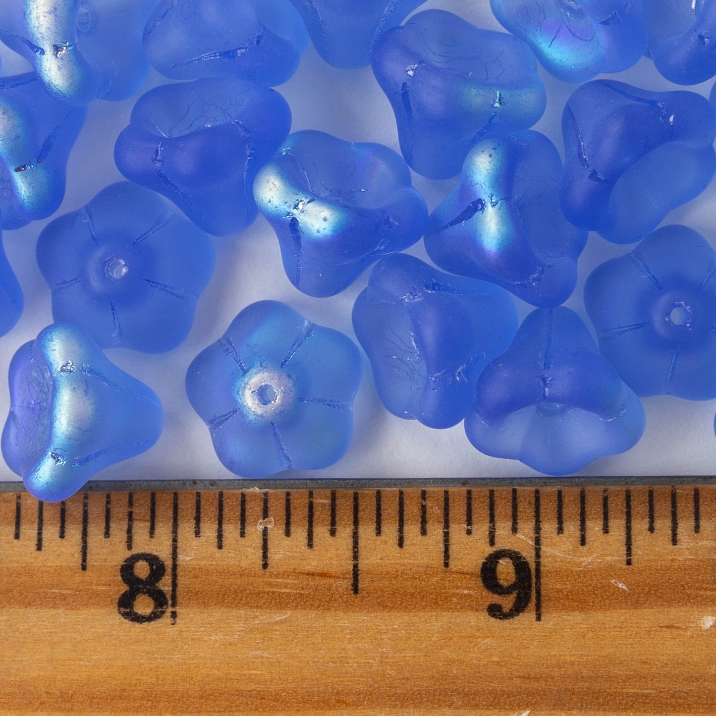 Load image into Gallery viewer, 10x12mm Trumpet Flower Beads - Sapphire Blue AB - 10 beads
