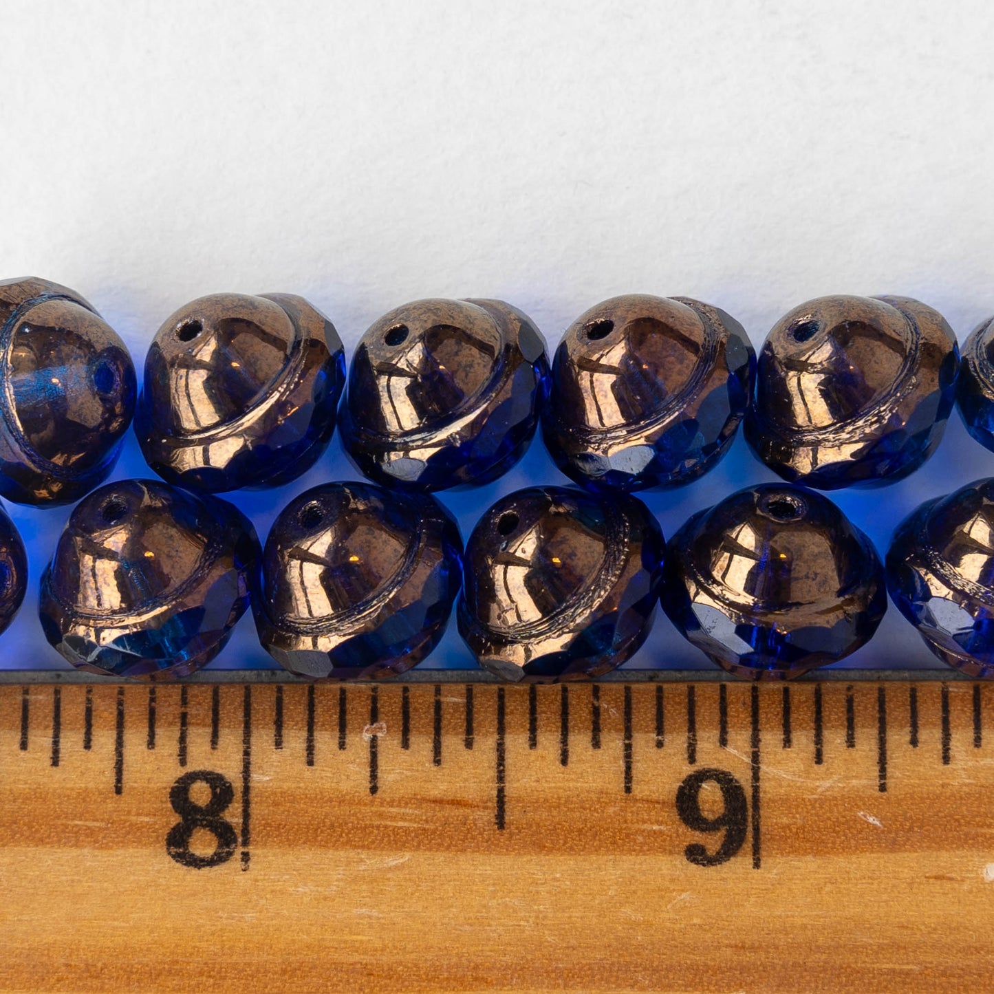10x12mm Saturn Beads - Deep Blue with Bronze - 12 Beads
