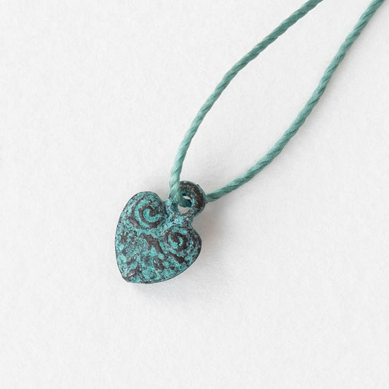 10mm Metal Heart Charm - Copper Patina - 2, 4, or 12 charms