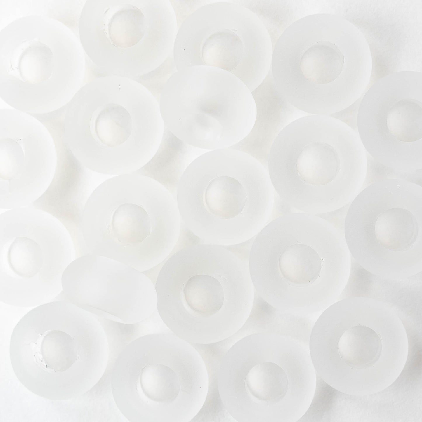 10x14mm Frosted Glass Large Hole Rondelle - Crystal - 4 beads