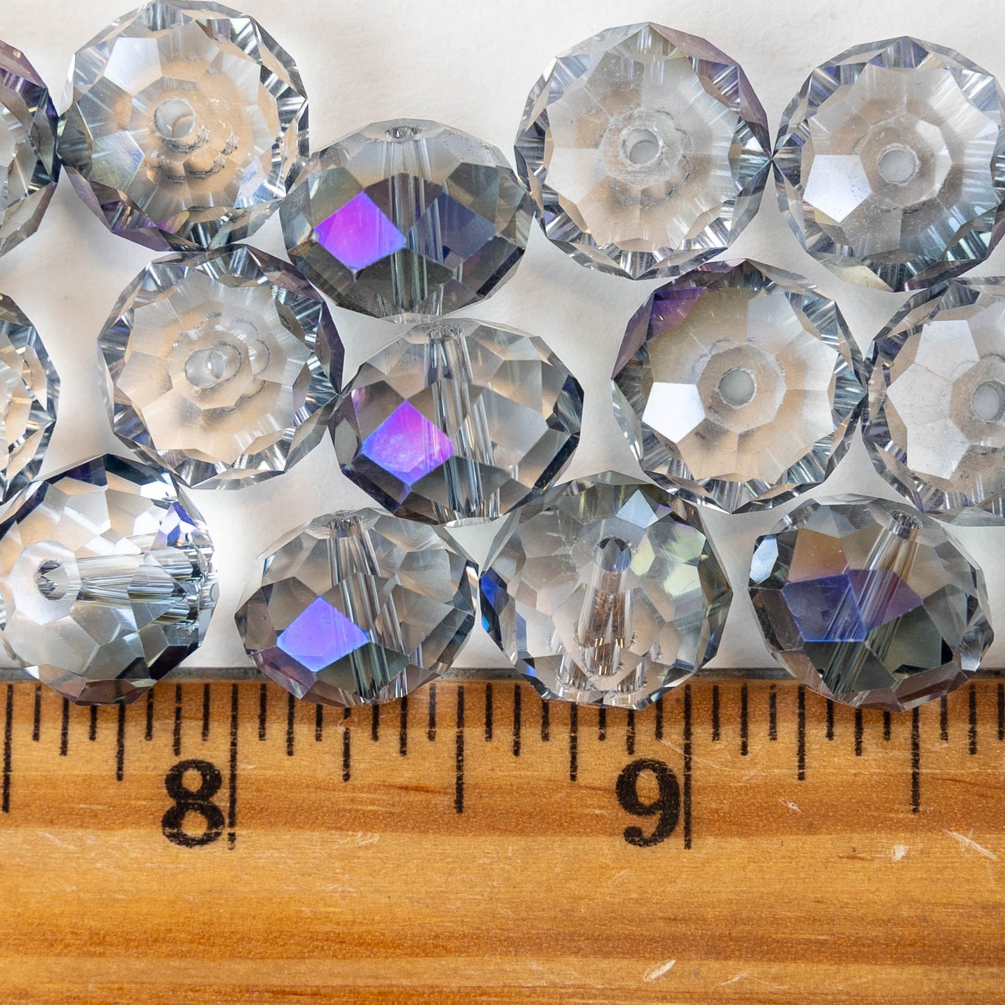 10x14mm Firepolished Rondelle Beads - Sparkly Lavender AB - 20 Beads