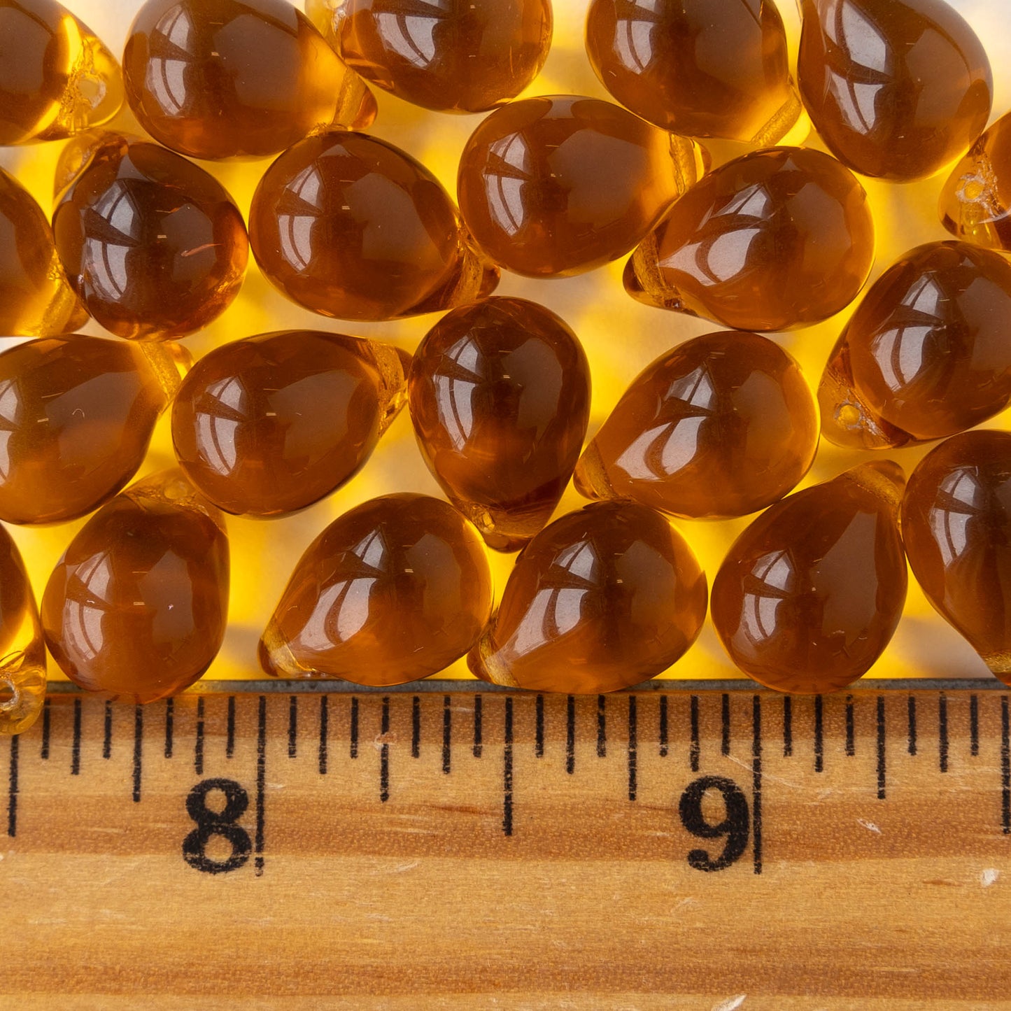 10x14mm Teardrop Beads - Amber - Choose Amount