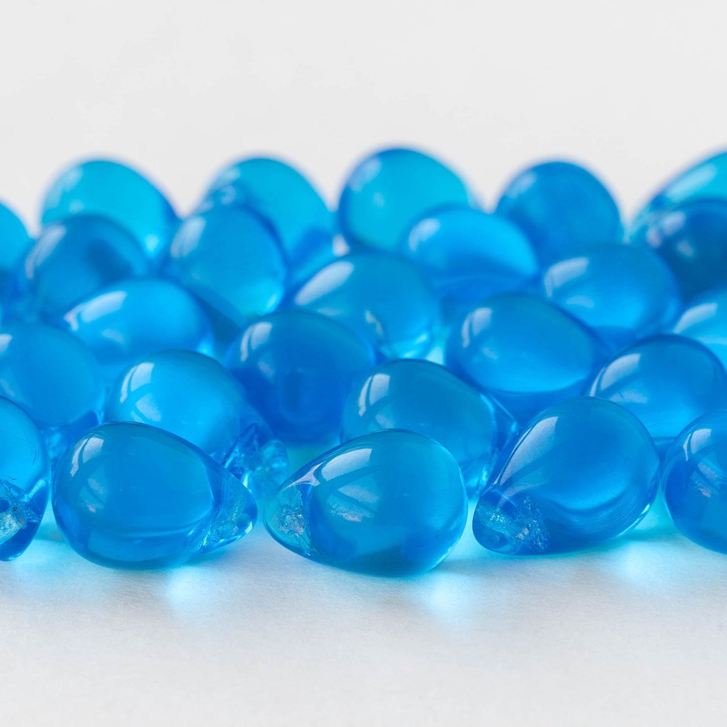 10x14mm Glass Teardrop Beads - Dark Aqua - 12 beads