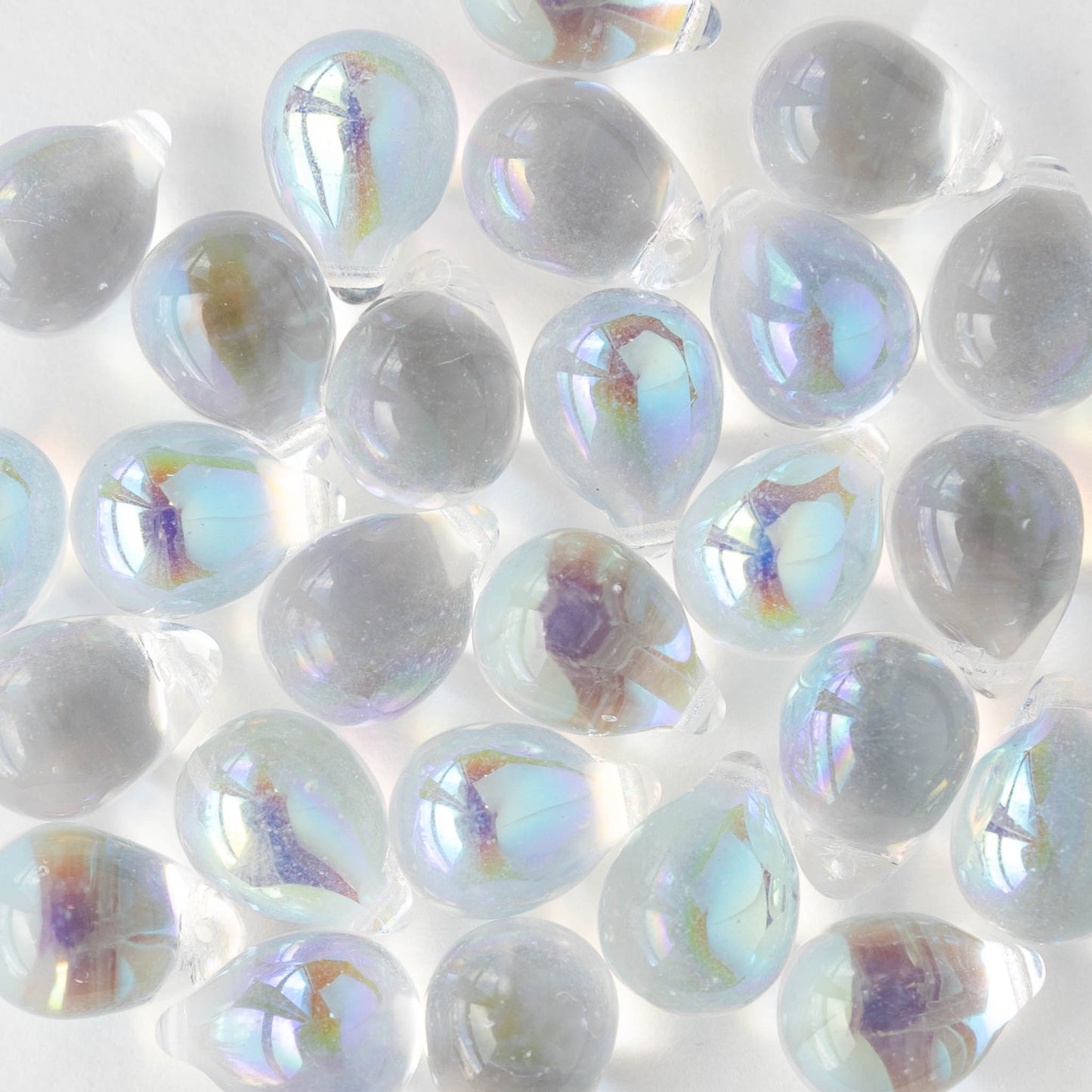 10x14mm Glass Teardrop Beads - Crystal AB