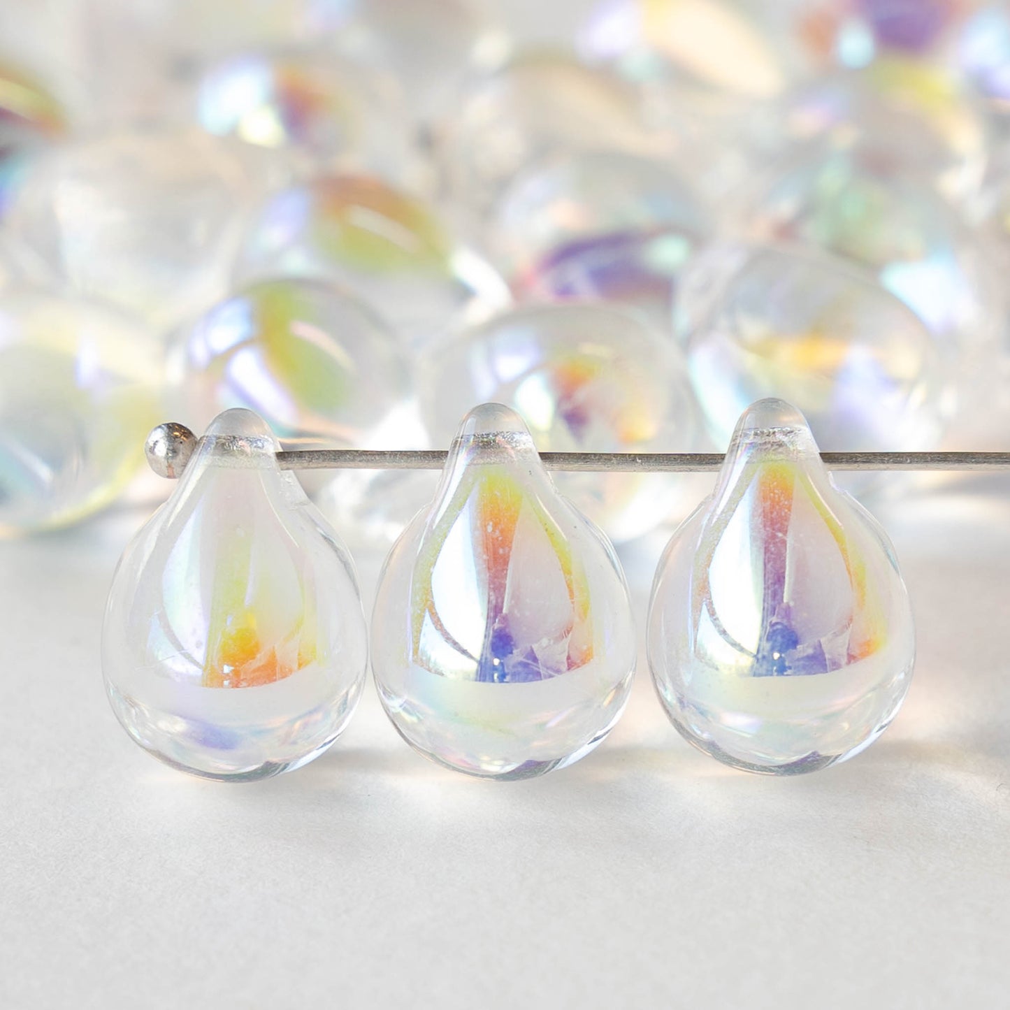 10x14mm Glass Teardrop Beads - Crystal AB