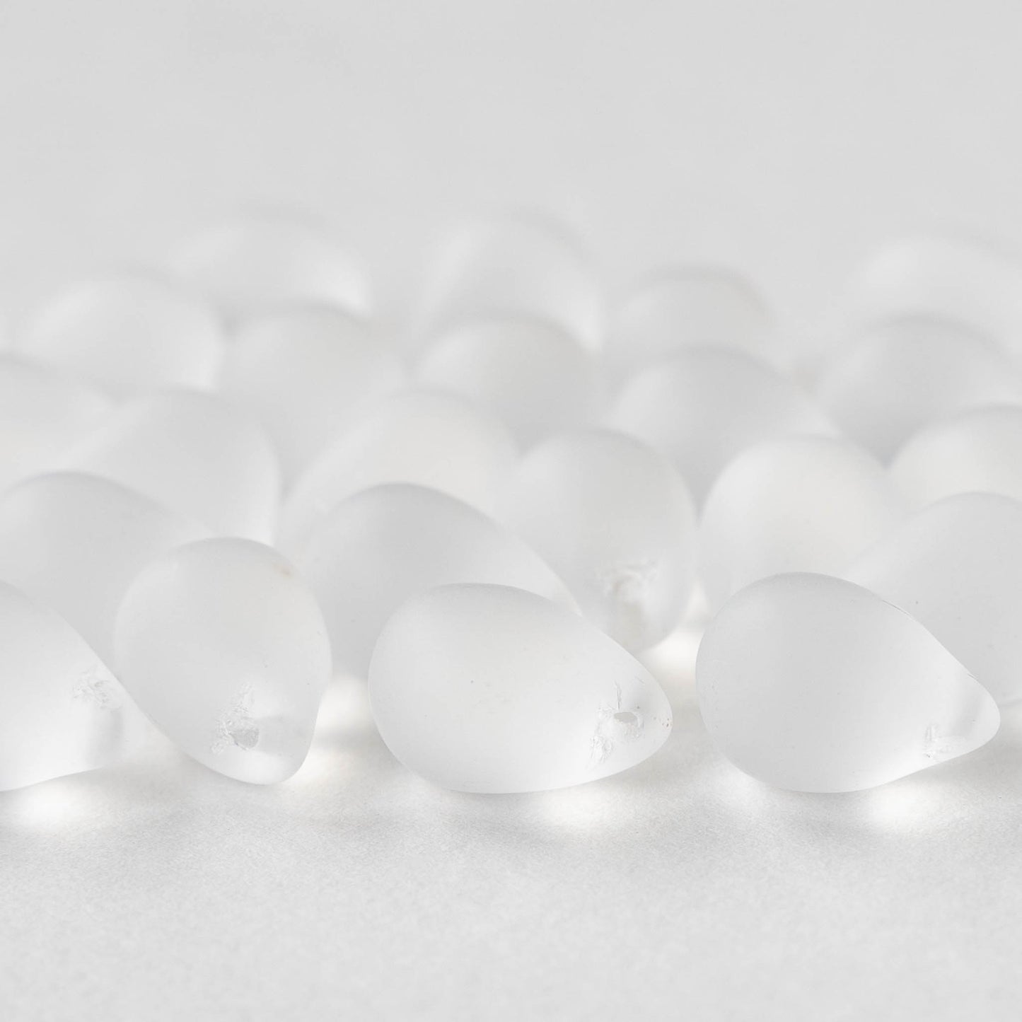 10x14mm Glass Teardrop Beads - Crystal Matte