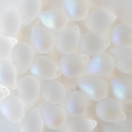 Load image into Gallery viewer, 10x14mm Glass Teardrop Beads - Crystal Matte AB
