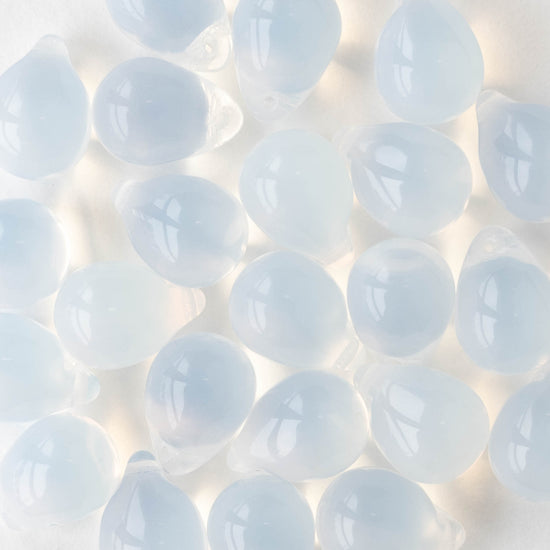 10x14mm Glass Teardrop Beads - Moonstone Opaline - 12,24 or 48