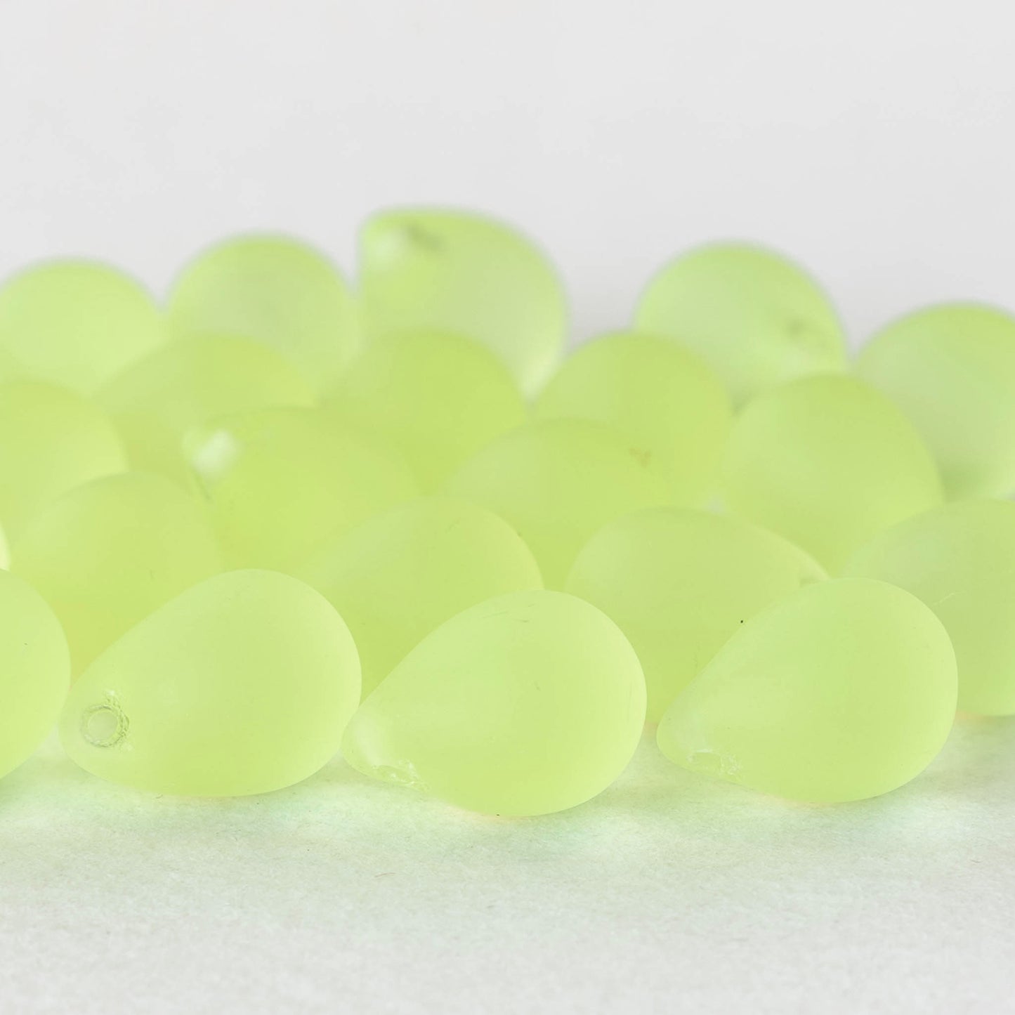 10x14mm Glass Teardrop Beads - Jonquil Yellow Matte -