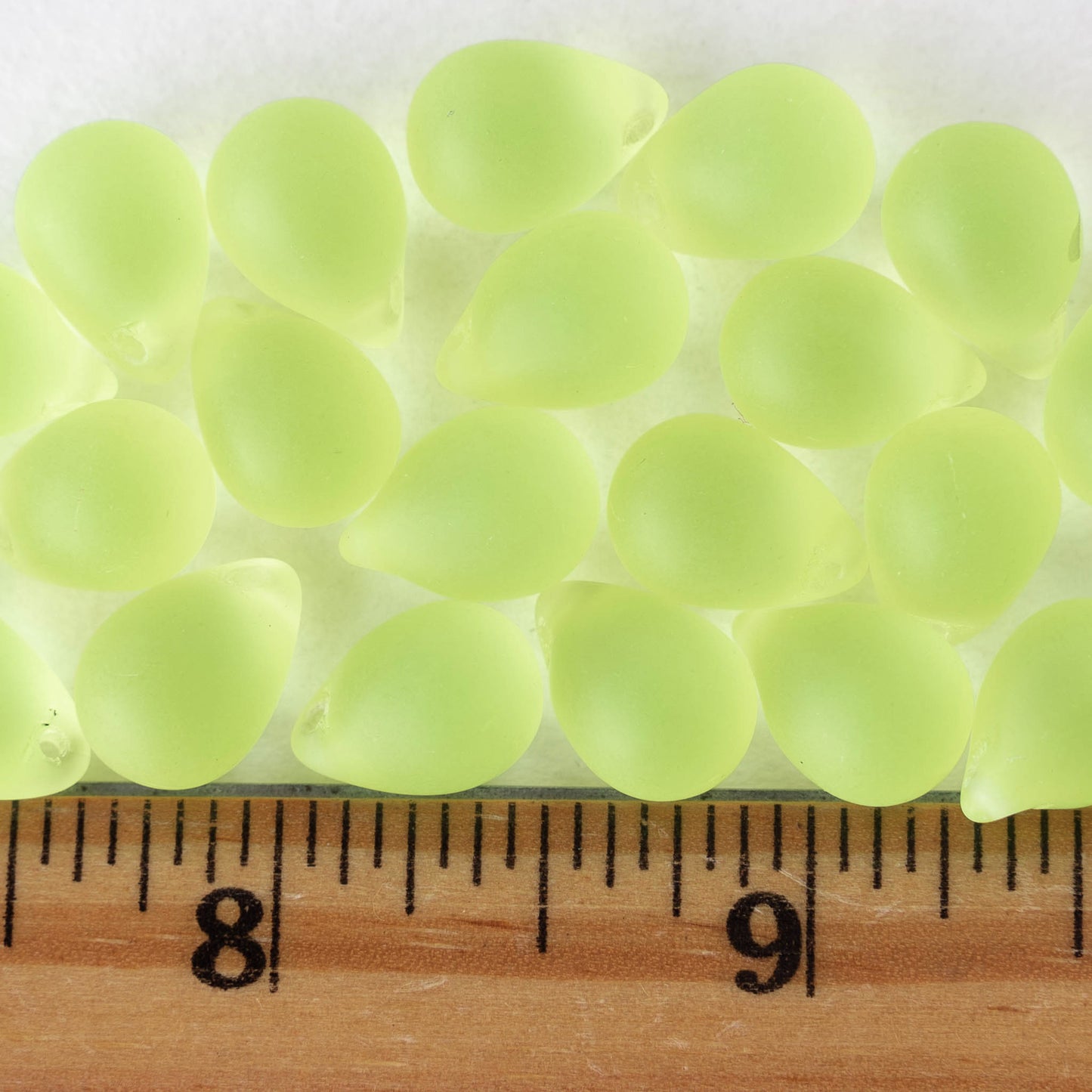 10x14mm Glass Teardrop Beads - Jonquil Yellow Matte -