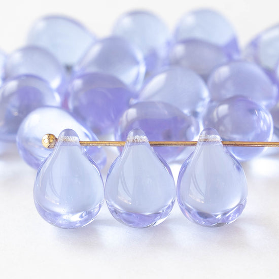 Load image into Gallery viewer, 10x14mm Glass Teardrop Beads - Light Blue Lilac - 12, 24 or 48
