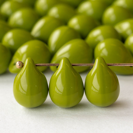 10x14mm Teardrop Beads - Opaque Chartreuse - 10,12, or 24