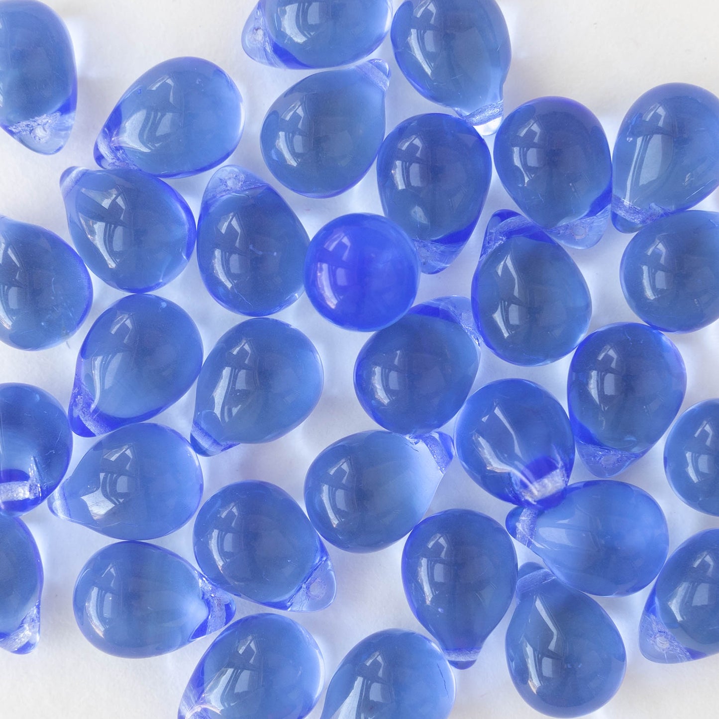 10x14mm Glass Teardrop Beads -  Light Sapphire Blue - Choose Amount