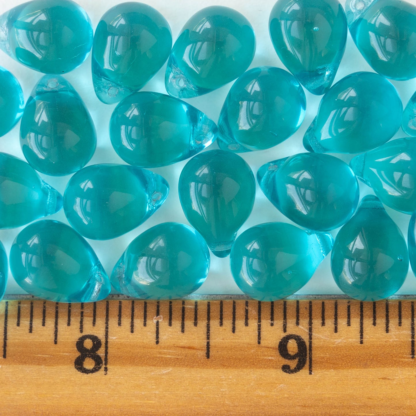 10x14mm Glass Teardrop Beads - Seafoam - 12, 24 or 48
