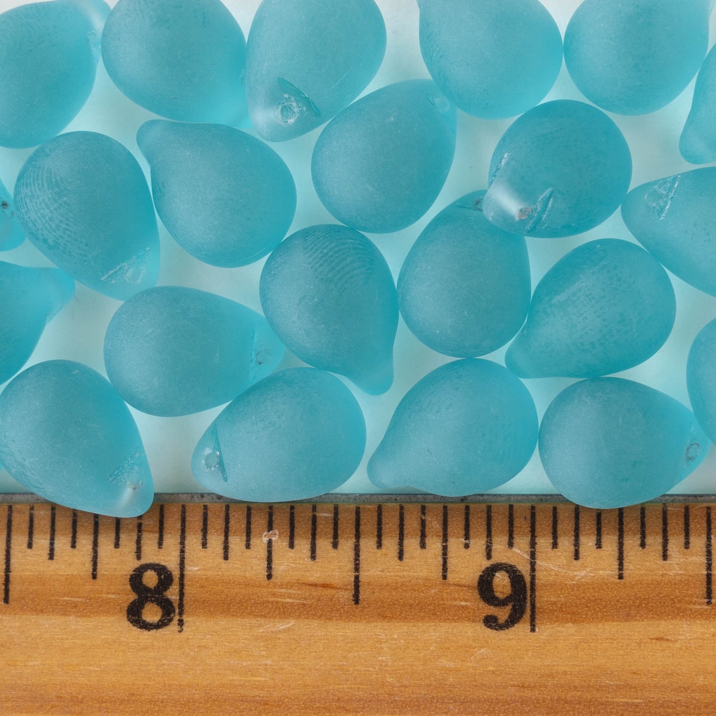10x14mm Glass Teardrop Beads - Seafoam