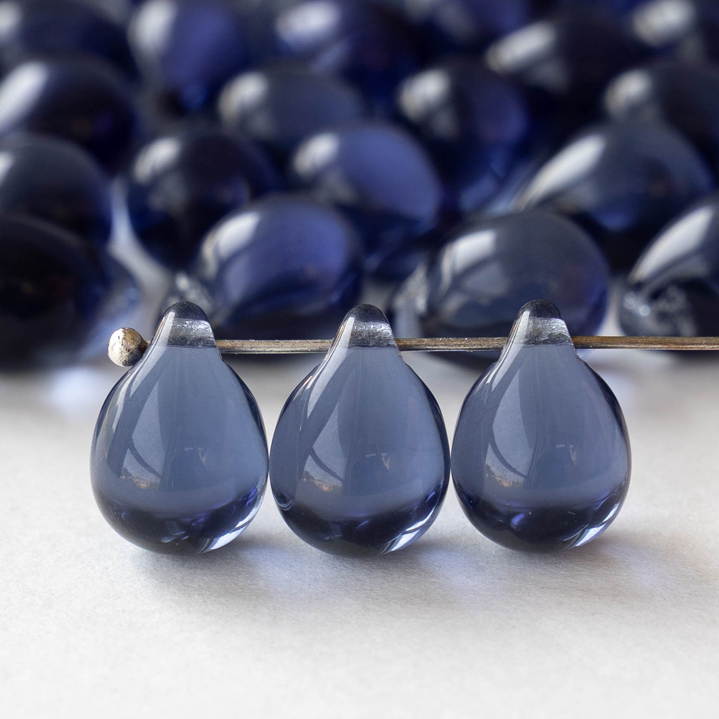 10x14mm Teardrop Beads - Slate Blue - 12, 24, or 48 beads