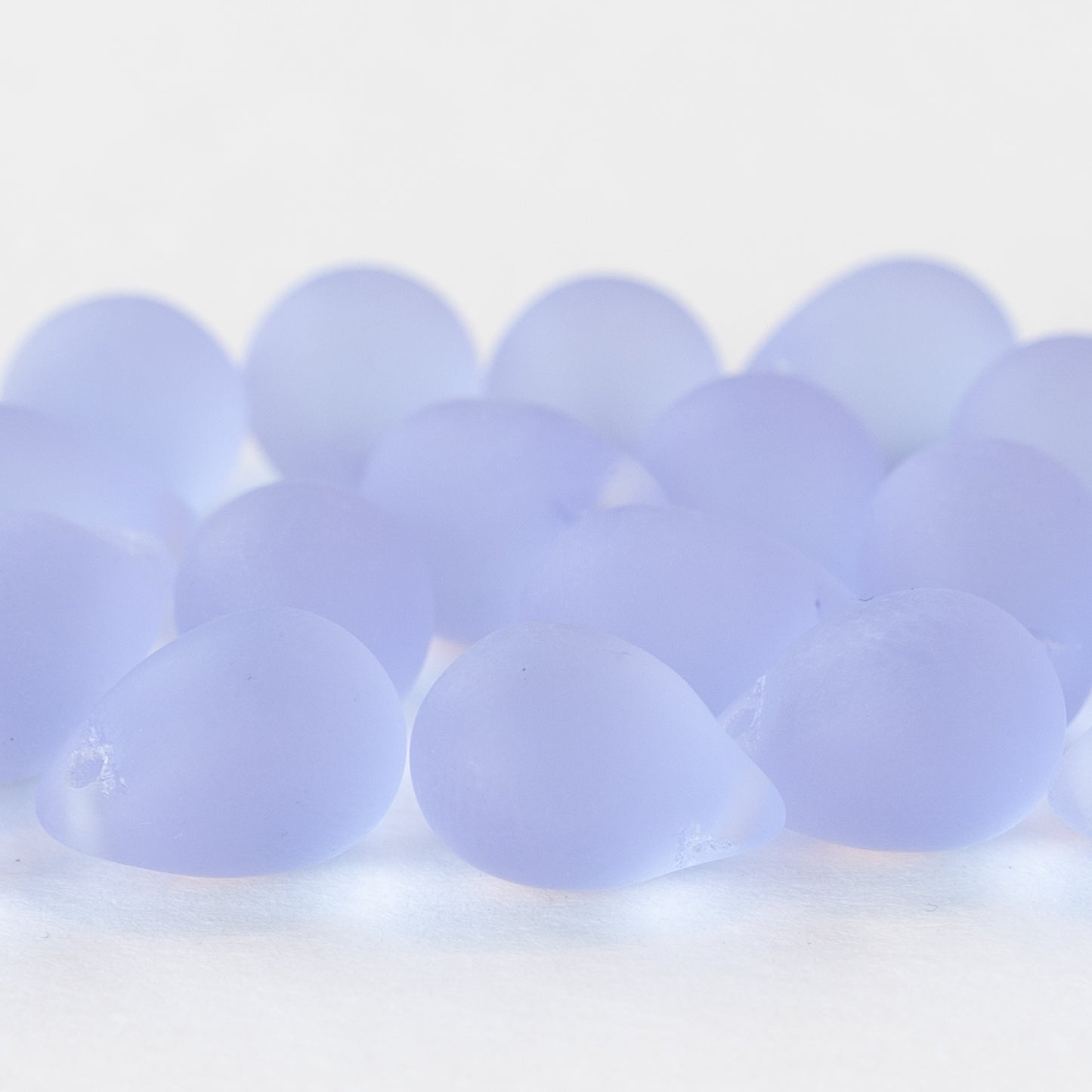 10x14mm Glass Teardrop Beads - Light Lavender Matte - Choose Amount