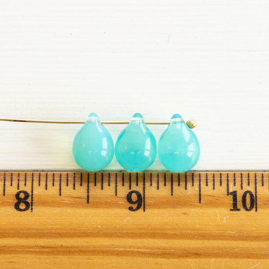 10x14mm Glass Teardrop Beads - Seafoam Opaline