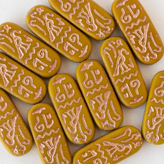 10x25mm Cartouche Beads - Ochre with a Copper Finish  - 4